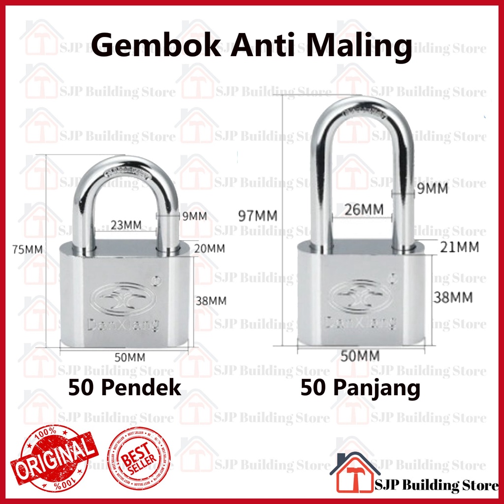 Kunci Gembok Rumah 50 mm l Leher Panjang l Iron Pad Lock | Gembok anti maling