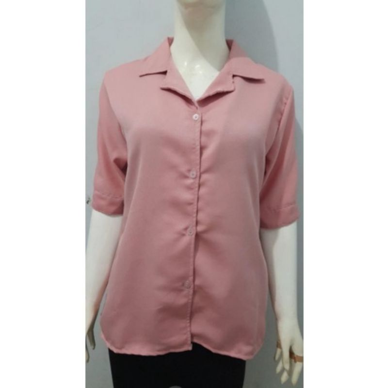 Kemeja Wanita Korea Style Jumbo Lengan Pendek Terkini 2021-5