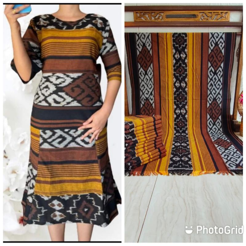 dress midi tenun Jepara model duyung