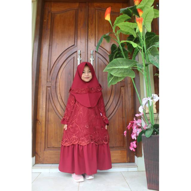 Gamis anak Hafsah Full Brukat / Gamis Anak / Gamis Brukat