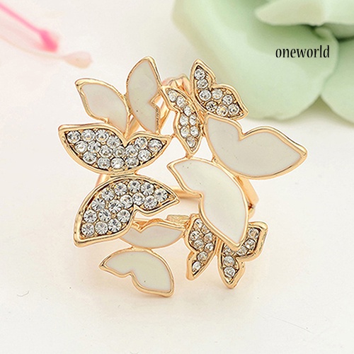 OW@ Women Butterfly Cluster Rhinestone Circles Scarf Clip Crystal Wedding Brooch Pin