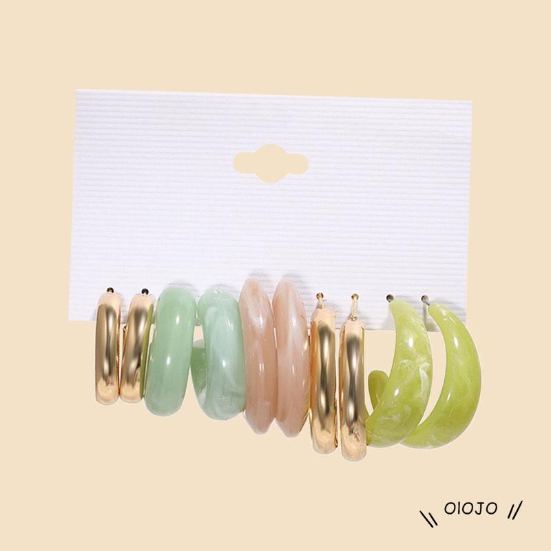 5 Pcs/set Fashion Kupu-kupu Mutiara Warna Anting Aksesoris Fashion Wanita Akrilik - ol