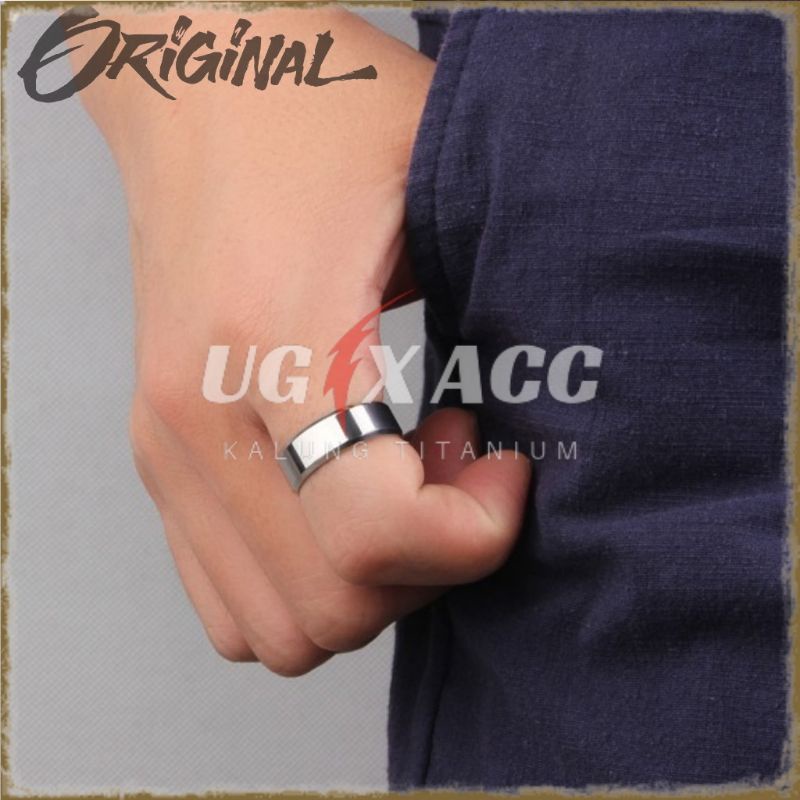 Cincin Jari Titanium Pria Wanita Couple Tunangan Nikah Kawin Silver Putih Gold Emas  Hitam Black Pol