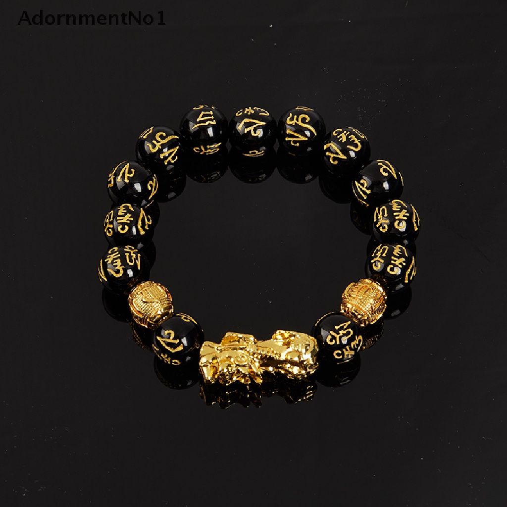 (AdornmentNo1) Gelang Tangan Batu Obsidian Warna Hitam / Emas Untuk Unisex / Pria / Wanita