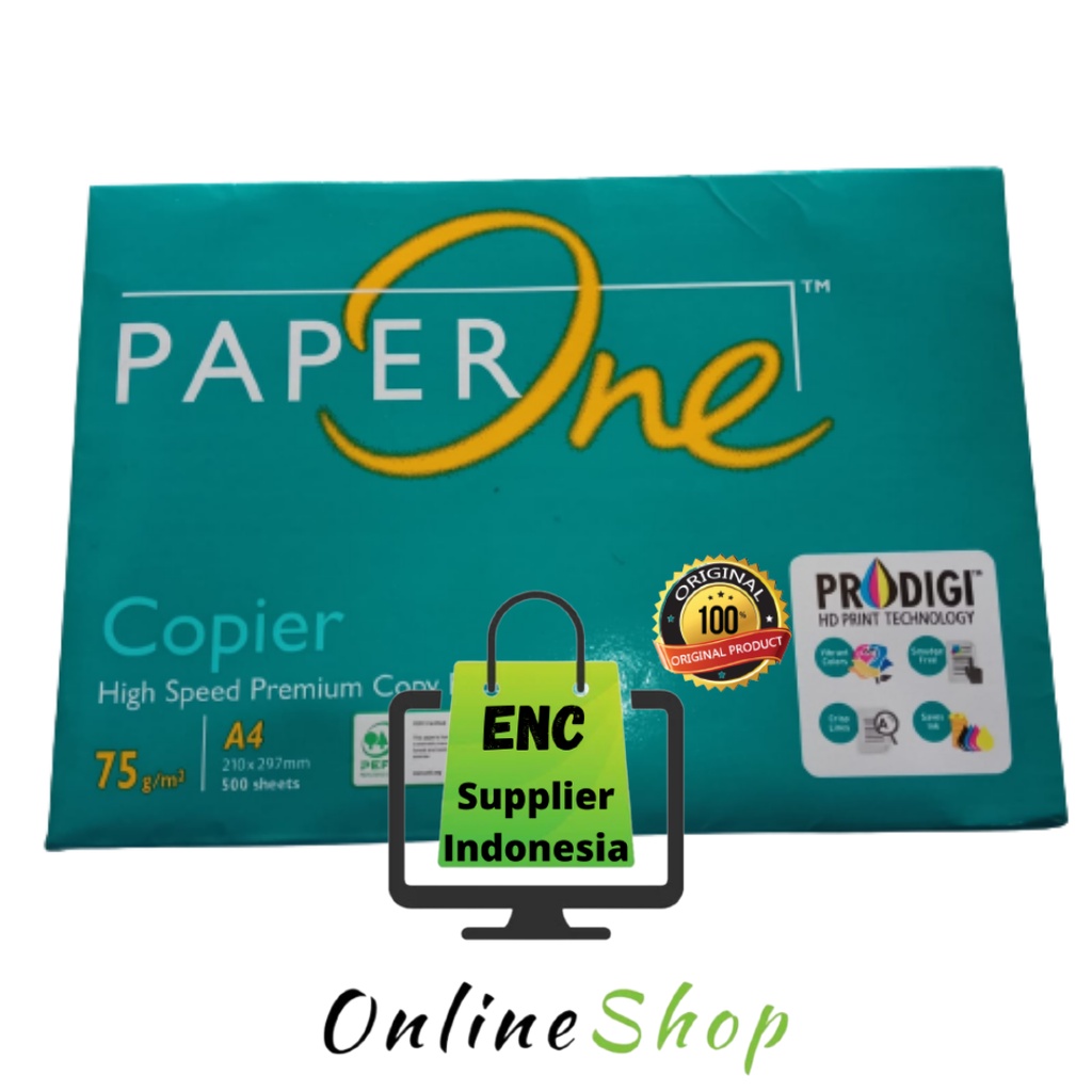 

po a4 75gr 500 lembar kertas hvs 75 gram paper one print fotokopi paperone per rim - enc.sup