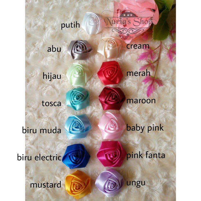 Unik bros jilbab ecer rosebud bunga Mawar pita satin Diskon