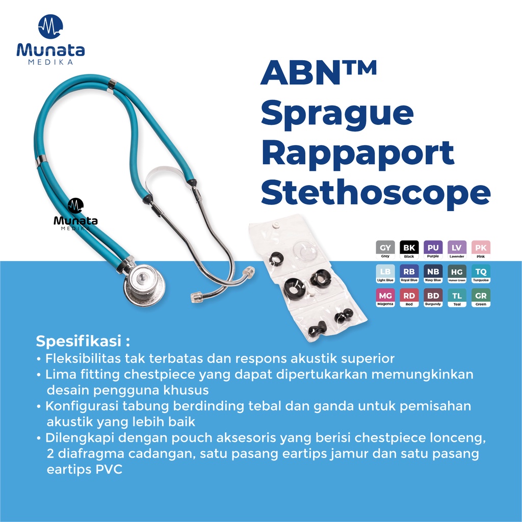 Stetoskop Sprague ABN Rappaport 2 selang | Warna Warni