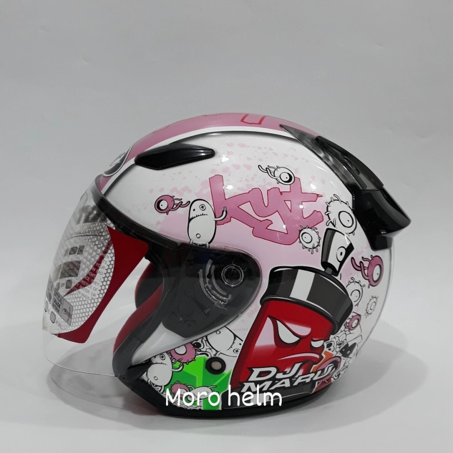 helm kyt dj maru motif 5 white pink
