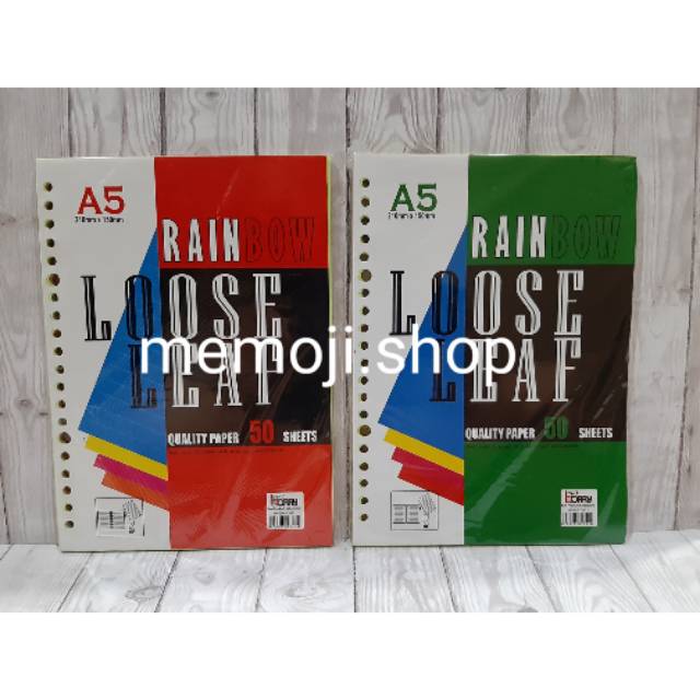 

Loose Leaf 50 A5 Polos / Garis Rainbow