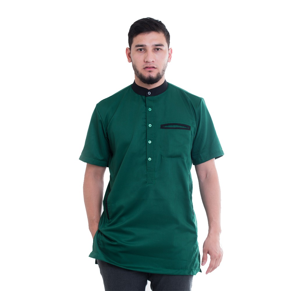 Baju Koko Pria Terbaru Koko Arys Hijau Botol Fashionable Terkini