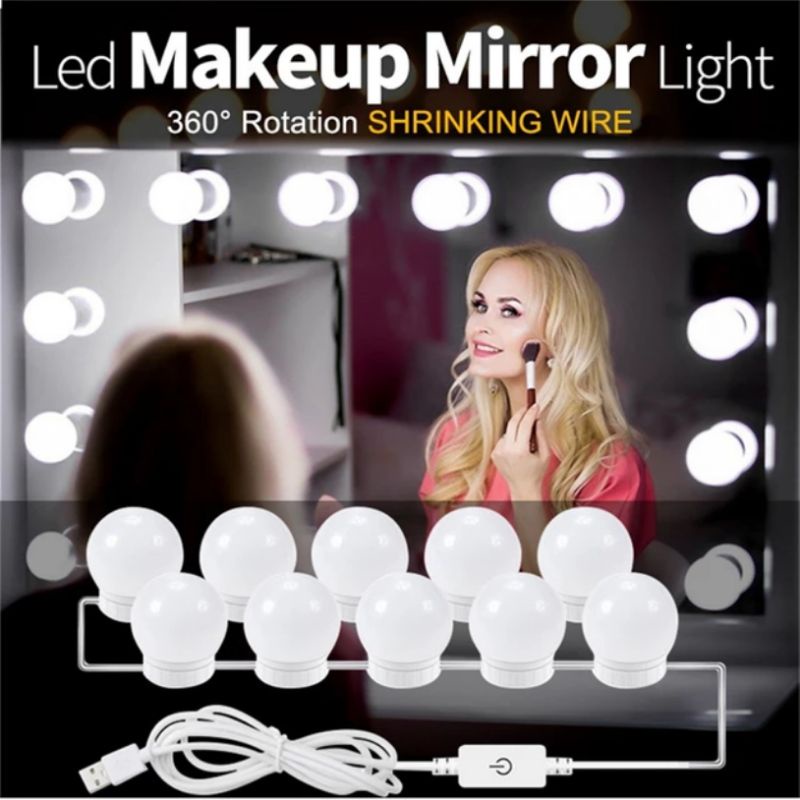 Jual Lampu Led Meja Rias Make Up Lampu Bohlam Kaca Rias Vanity Mirror