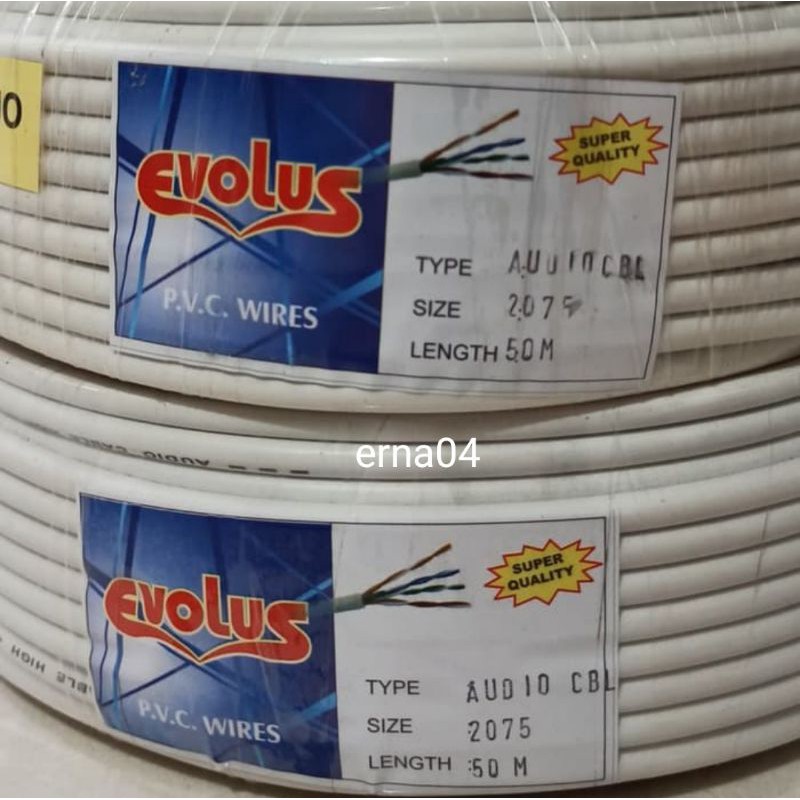 KABEL Listrik/Audio isi 2 SERABUT 2X075 EVOLUS 50m - Putih