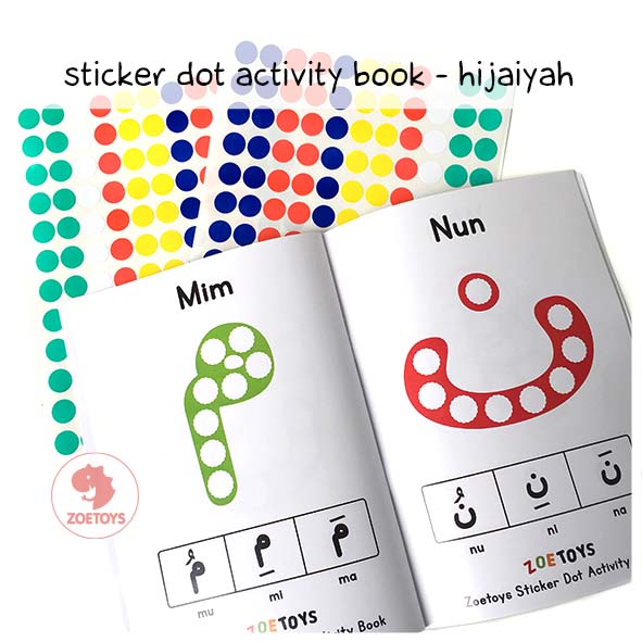 Zoetoys Reusable Sticker Dot Activity Set Book | Christmas Alphabet Hijaiyah Number Vehicle Animal Disney Princess | Color Dot Activity Card Kartu Aktivitas Mainan Edukasi Anak