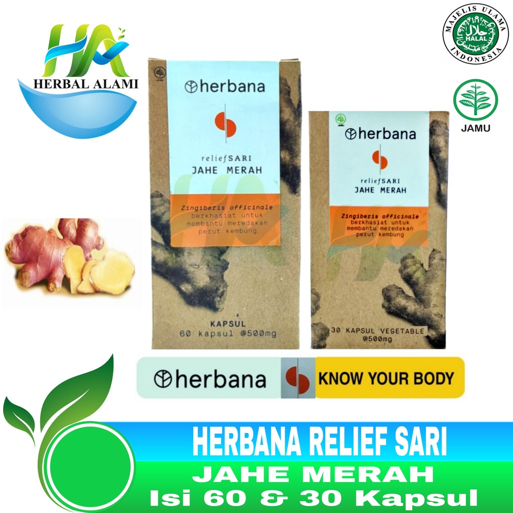 Herbana Relief Sari Jahe Merah - Herbana Kapsul Mengobati gejala pencernaan