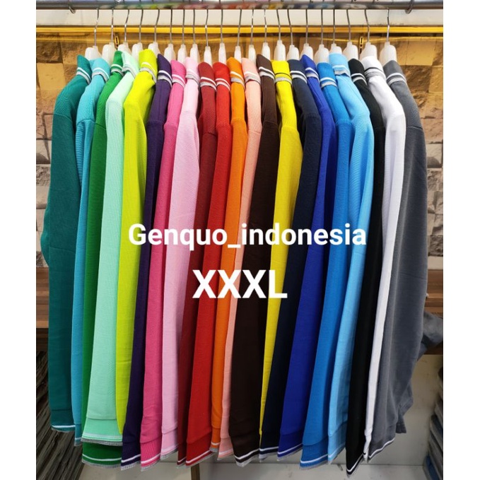 JUMBO 3XL /KAOS KERAH POLOS LENGAN PANJANG / Pria dan wanita