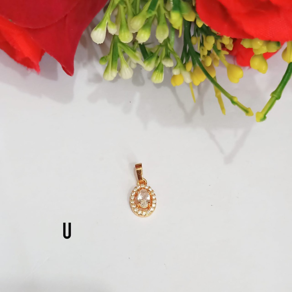 Liontin TITANIUM permata zircon warna Minimalis model oval elegan simple memikat hati perhiasan wanita korea