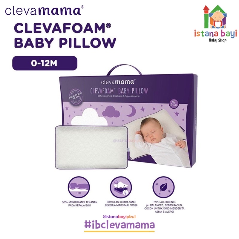 Clevamama Clevafoam Baby Pillow - Bantal bayi anti peyang