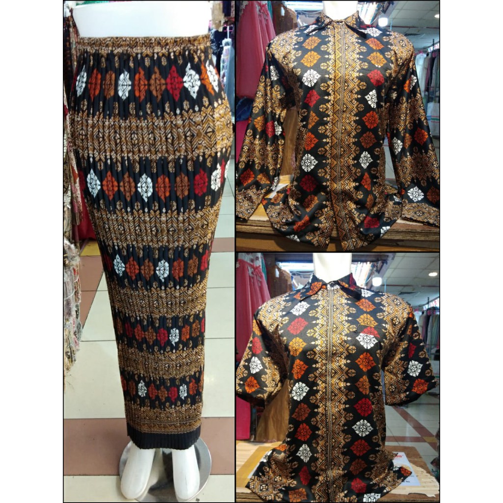 Setelan Couple Kemeja Batik Pria Dan Bawahan Kebaya Rok Plisket Wanita (3)