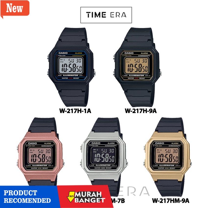 jam digital pria terbaik- Casio Original W-217H-1A 9A /  W-217HM-5A 7B 9A Jam Tangan Pria Digital Ka