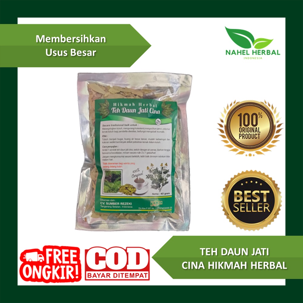 Teh Daun Jati Cina 100% Original 40G Hikmah Obat Diet Pelangsing Badan Detox Tubuh - Pengecil Perut 