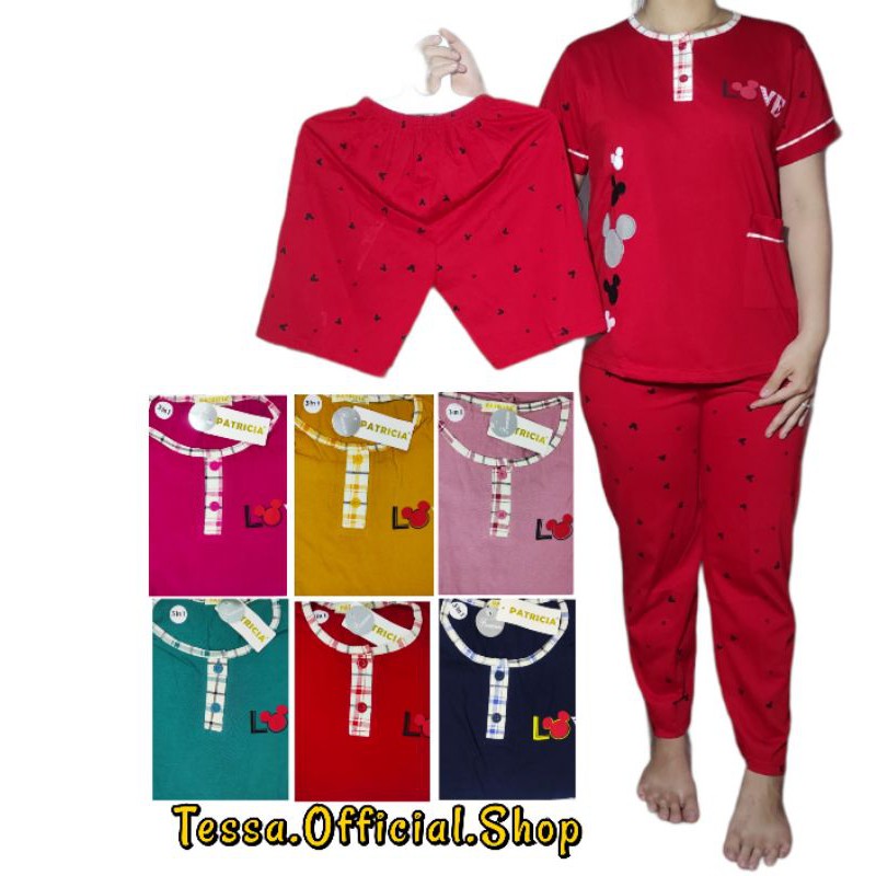 BAJU TIDUR 3IN1 PATRICIA PREMIUM PIYAMA 2IN1 PATRICIA WANITA PAKAIAN CEWEK TERMURAH