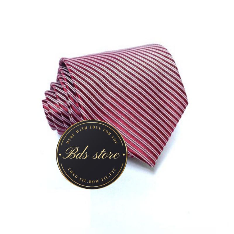 Dasi Pria Warna Maroon Garis Putih Ukuran Medium 3inchi