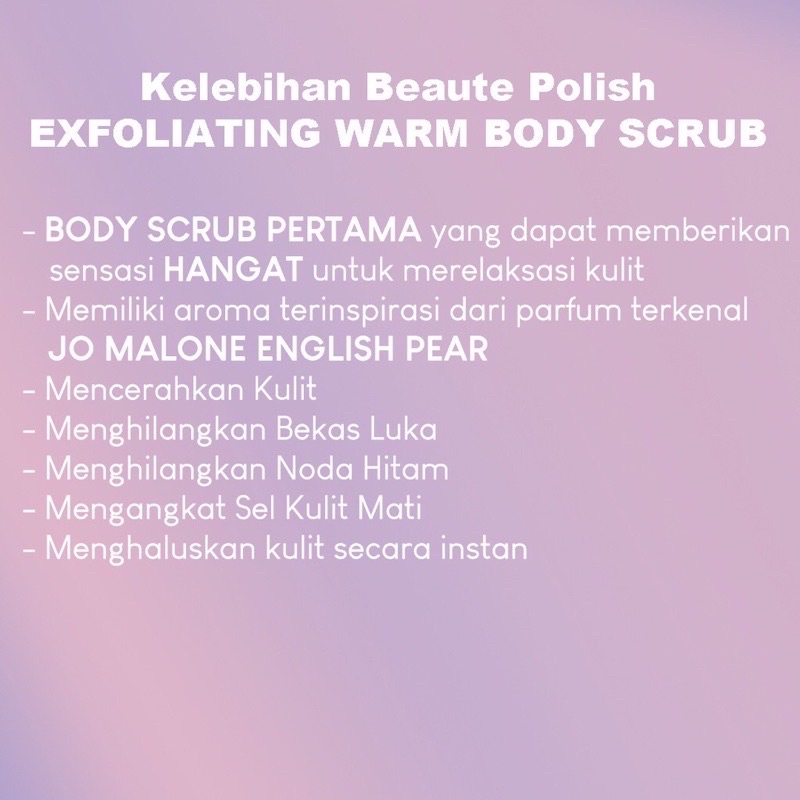 [RES. RESMI] READY ‼️ POLISH EXFOLIATING WARM BODY SCRUB / BODY SCRUB BEAUTE POLISH / BEAUTE POLISH EXFOLIATING BODY SCRUB