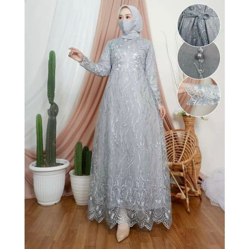 (NEW) ARISTA Busui Brukat Dress - Baju Gamis Dress Brukat Brokat Mutiara Remaja Wanita Perempuan Ibu