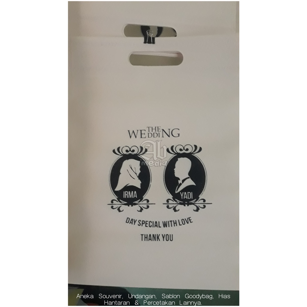 Sablon Tas Kain 30x40 Goodybag Oval Souvenir Pernikahan / Undangan Khitanan / Reuni Seminar / Tas Sp