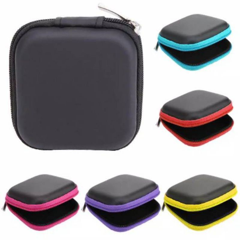 Dompet Pouch Persegi Tempat Penyimpan Headset Earphone Kunci Koin