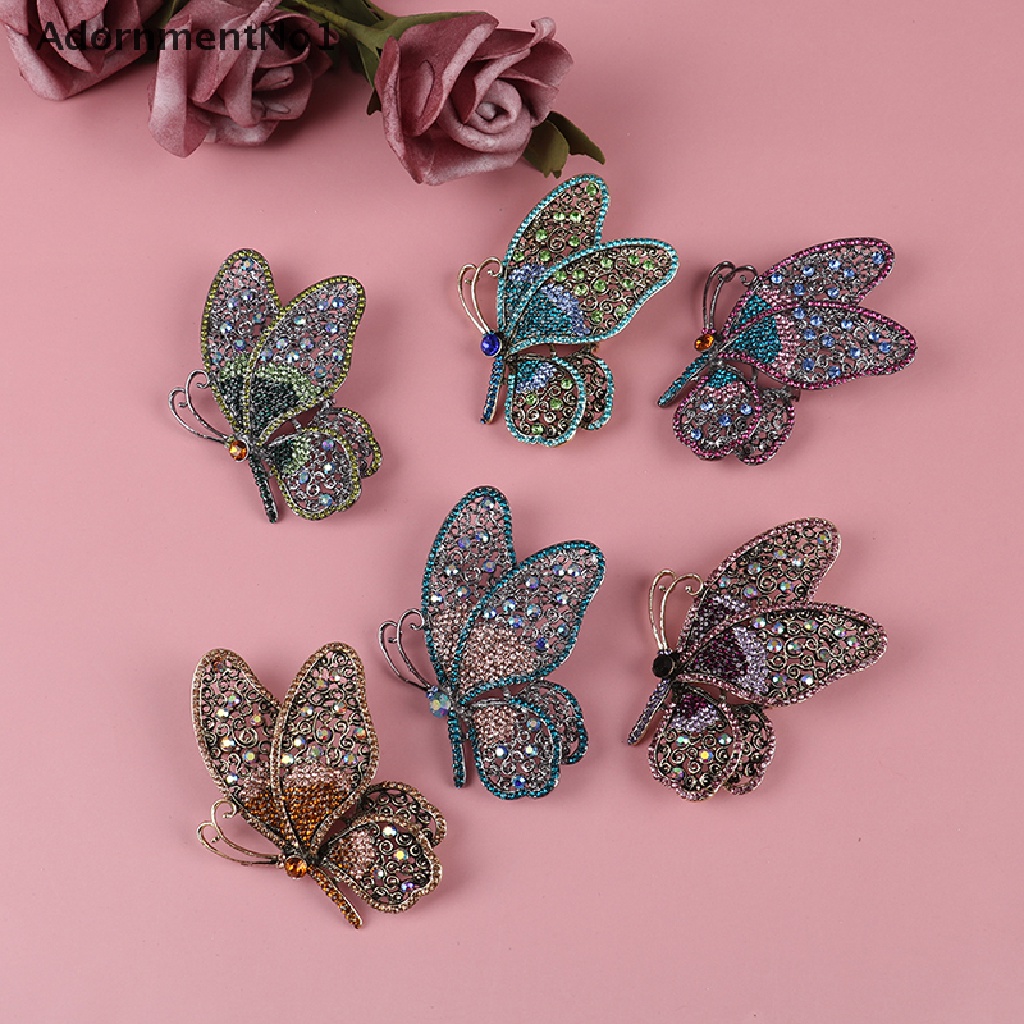 (AdornmentNo1) Bros / Pin Butterfly Aksen Mutiara + Berlian Imitasi Untuk Perhiasan Wanita / Pernikahan