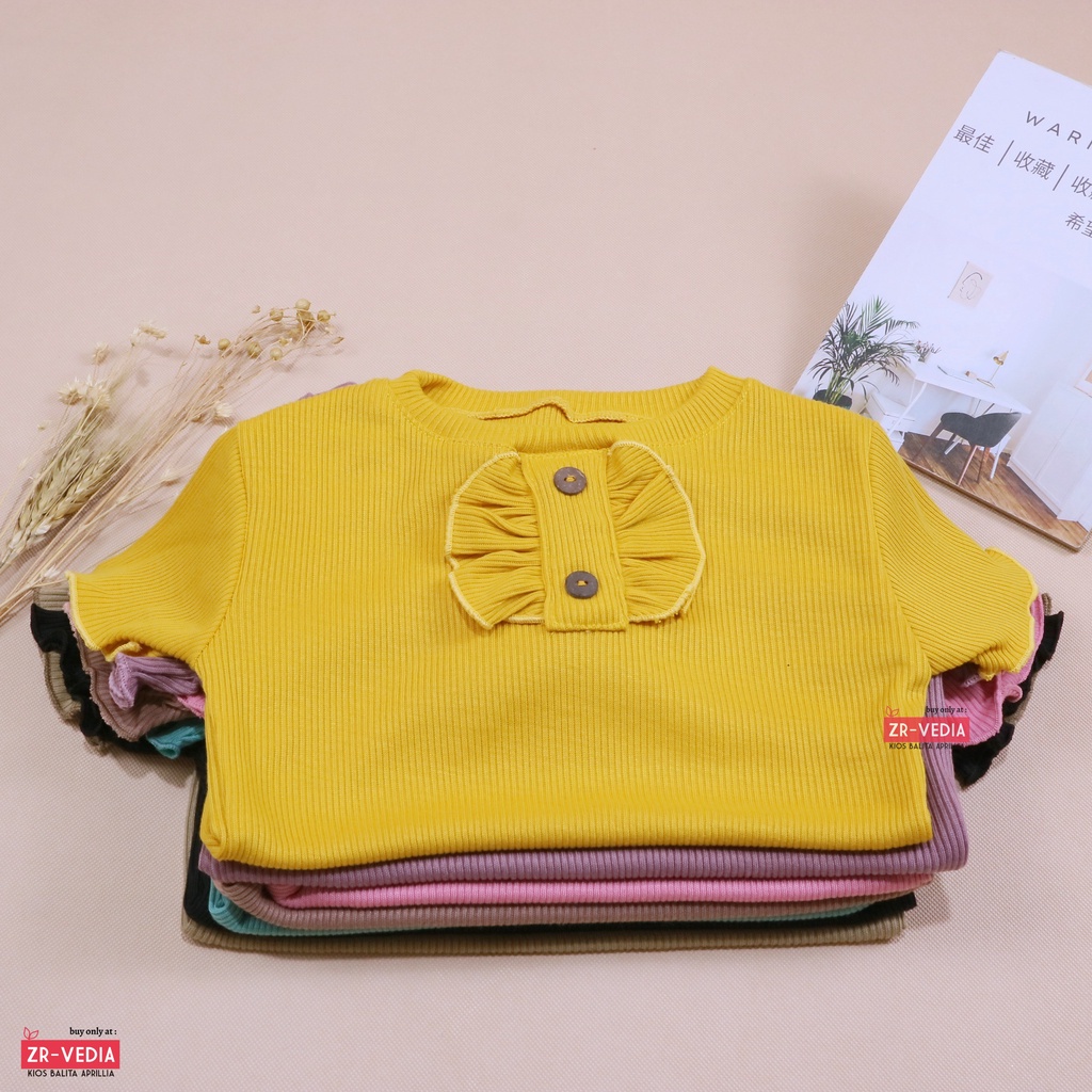 Alesha Knit Wear uk 2-5 Years / Kaos Anak Bahan Cotton Rib Tebal Stretch Atasan Balita 2-5 Tahun Blouse Polos Perempuan