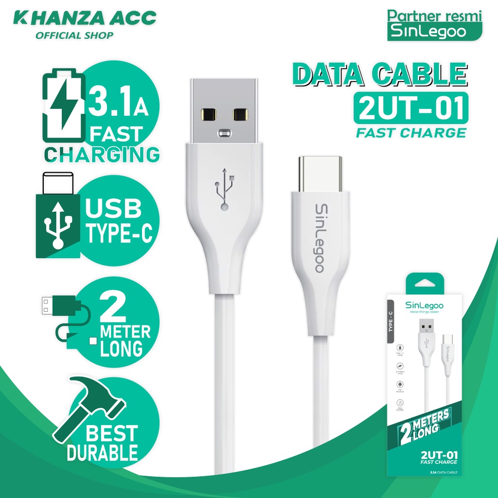 KHANZAACC SINLEGOO 2UT-01 Kabel Data Charger Panjang 2m Android Type C Fast Charging 3.1A