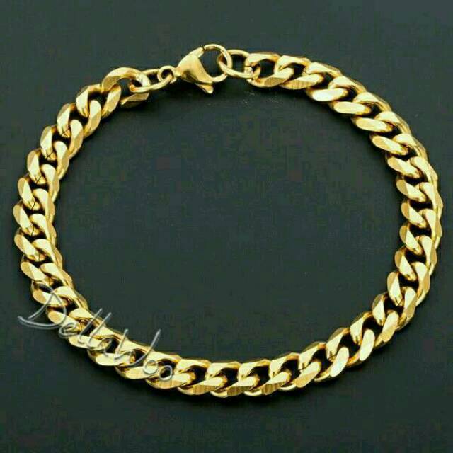 Gelang rantai gold pria wanita titanium