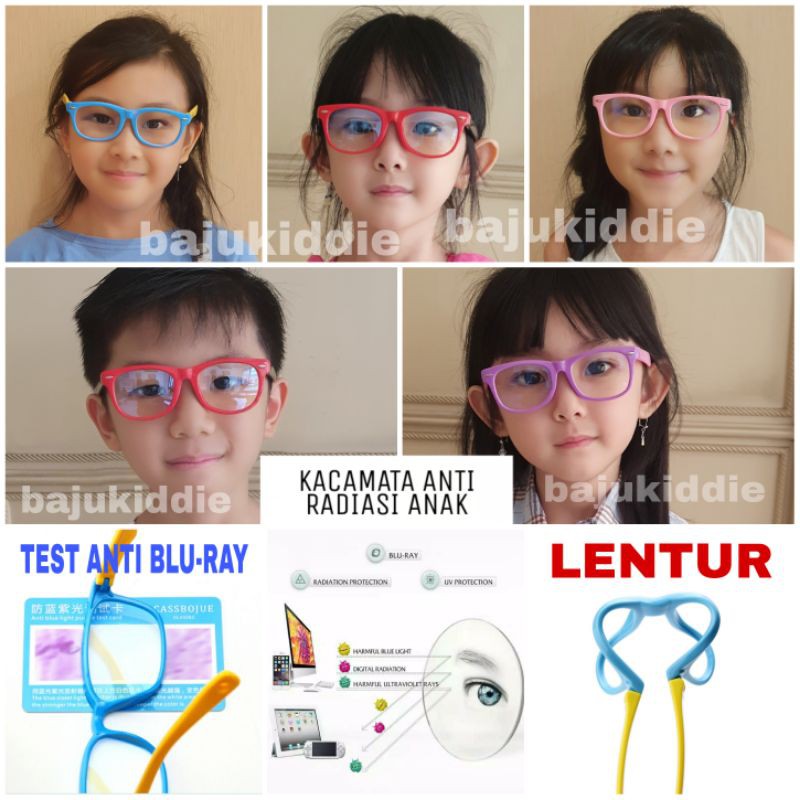 KACAMATA ANAK ANTI RADIASI GADGET COMPUTER LAPTOP HP BLUERAY BLUE LIGHT + UV PROTECTION