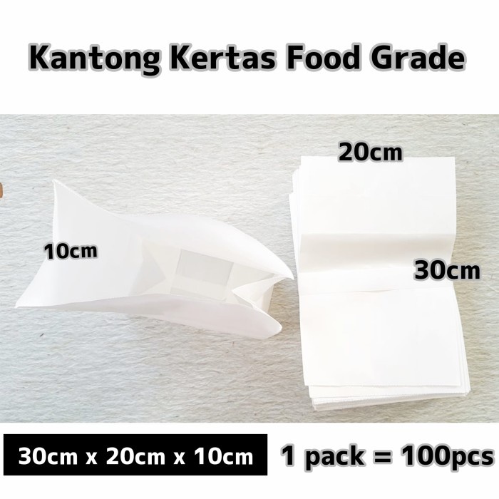 

(TERLARIS) Kantong Kertas Paper Bag Putih paperbag SOS 12WK 30 cm Food Grade
