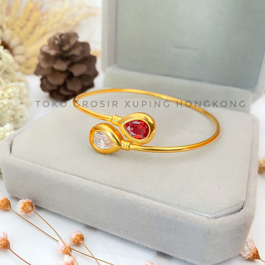 Gelang Batu zicron Asli Xuping Hongkong bahan tembaga hongkong lapis emas hongkong peris emas asli a