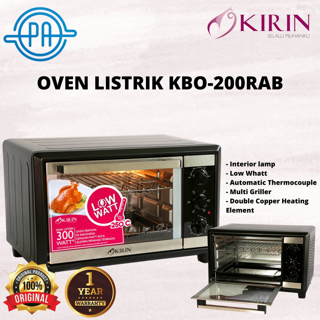 KIRIN Electric Oven Listrik KBO-200RAB / KBO 200RAB / KBO 200 RAB / KBO200RAB Low Watt Hemat Daya Re