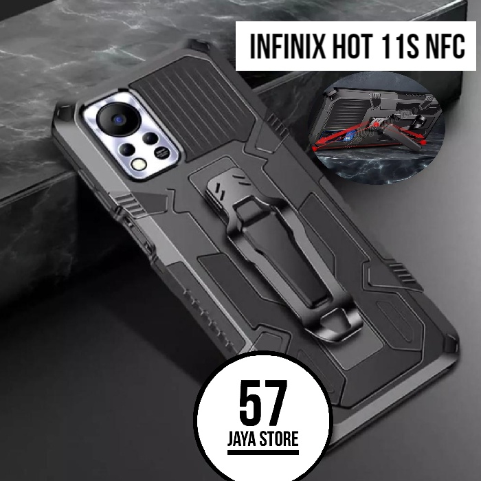 case robot infinix hot 11s nfc hard case model terbaru klip silicon standing case armor