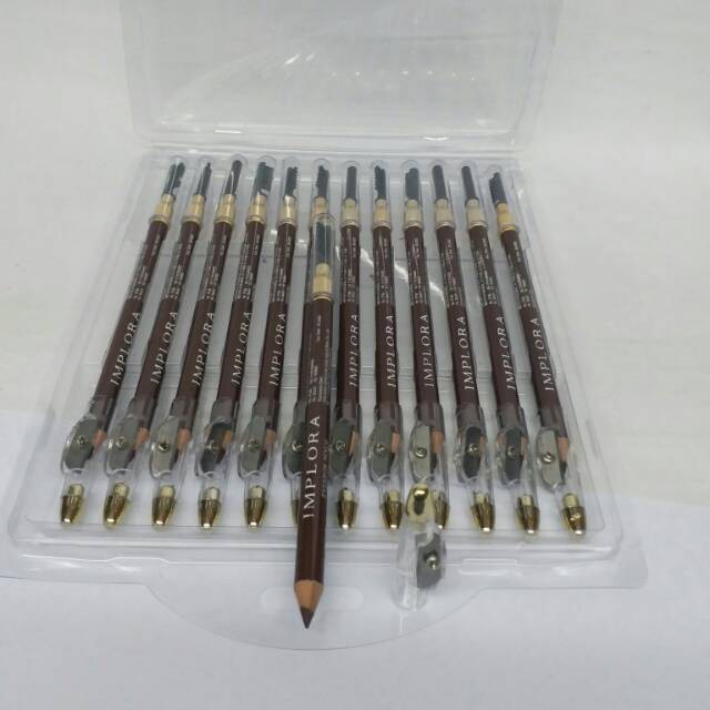 (harga 1lsn ) IMPLORA PENSIL ALIS EYEBROW PENSIL  SISIR + RAUTAN 12 PCS