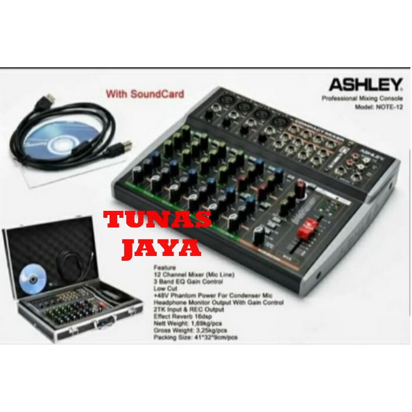 Mixer Audio ASHLEY NOTE 12  NOTE12 ORIGINAL With SoundCard FREE KOPER dan kabel ke PC