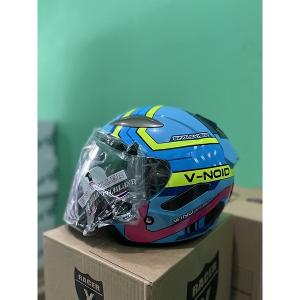 HELM CENTRO VRC MOTIF ORIGINAL FREE VISOR IRIDIUM - ORIGINAL HELM VRC PAKET GANTENG CENTRO-VNOID BLUE