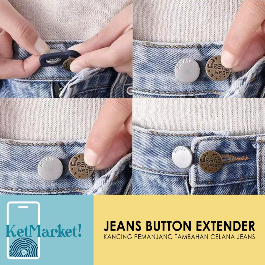 JEANS BUTTON EXTENDER - Kancing Metal Tambahan Pemanjang Pinggang Celana Jeans Sempit Button Expand