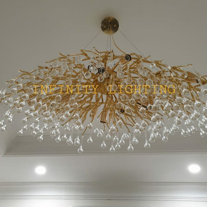 LAMPU GANTUNG RANTING AKAR MINIMALIS GOLD 150 CM