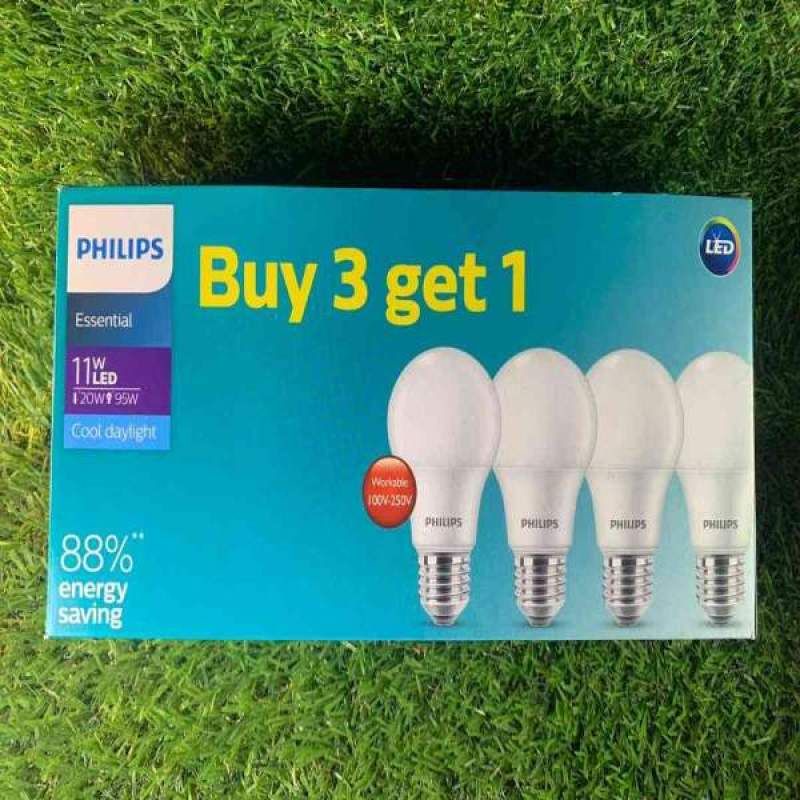 Lampu LED Essential Paket philip 11W putih Beli 3 gratis 1