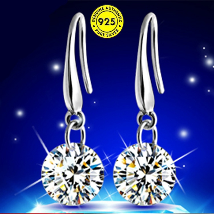 Anting Tusuk Bentuk Hati Bahan Sterling Silver 925 Anti Alergi Untuk Wanita