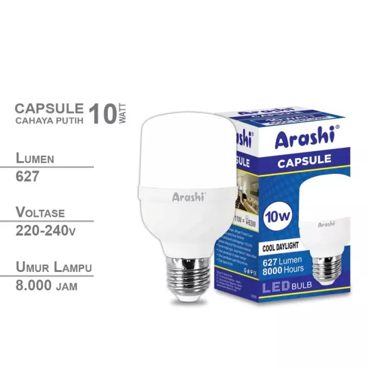 Lampu Led Arashi 10 Watt Garansi 1 Tahun / Lampu Arashi 10w / Lampu Bohlam 10 Watt / Lampu 10 Watt