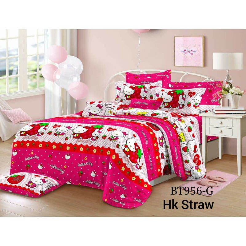 Seprai Bahan Katun Bonita Lokal Halus dan Lembit tidak Panas Motif Hello Kitty/Karakter Hello