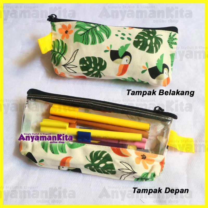 Kotak Tempat Pensil Alat Tulis/ Pencil Case Zipper/ Pouch Kanvas