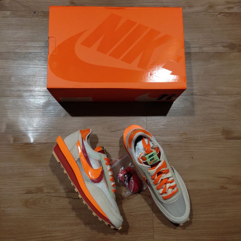 Nike x Sacai x Clot LDWaffle Orange Blaze-Deep Red